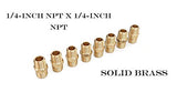 Hex Nipple Coupling Set, 1/4-Inch NPT x 1/4-Inch NPT, Brass Male Pipe (10 Piece)