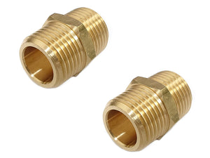 Brass Pipe Fitting, Hex Nipple, 1/2" x 1/2" NPT Male Pipe - 2 Piece.
